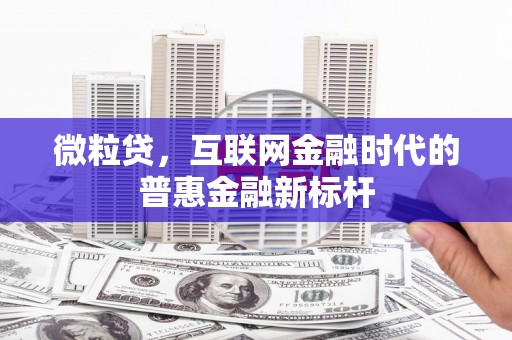 集美微粒贷，互联网金融时代的普惠金融新标杆